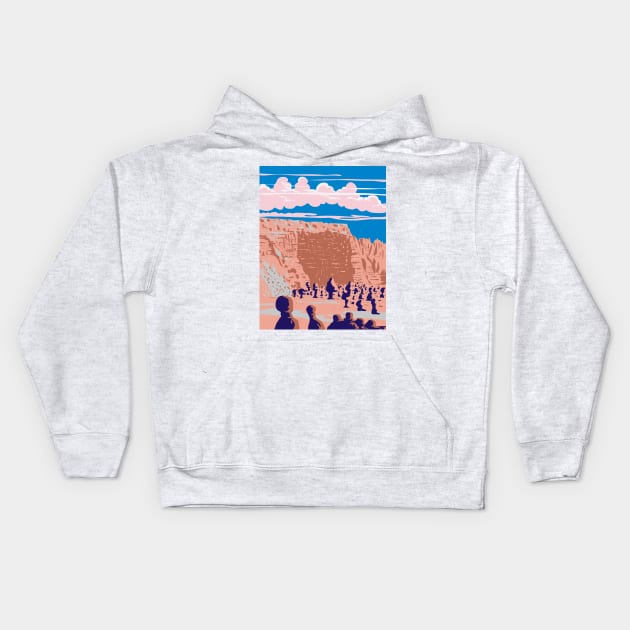 Hoodoos in Goblin Valley State Park Emery County Utah USA WPA Art Poster Kids Hoodie by retrovectors